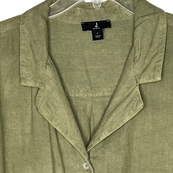 Jason Wu Dip Dye Linen Button Front Shirt - Olive - L - Picture 4 of 7